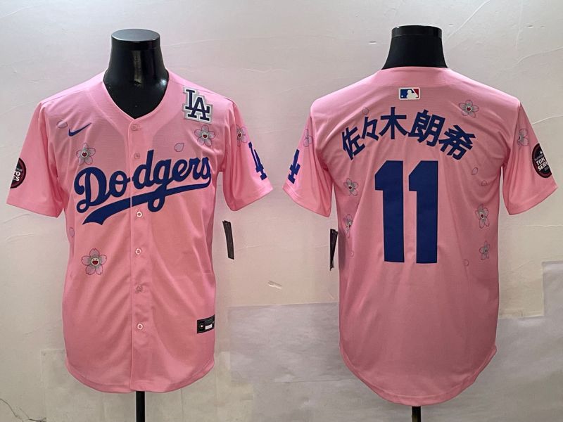 Men Los Angeles Dodgers 11 R.Sasaki Pink Sakura Edition 2025 Nike MLB Jersey style 9